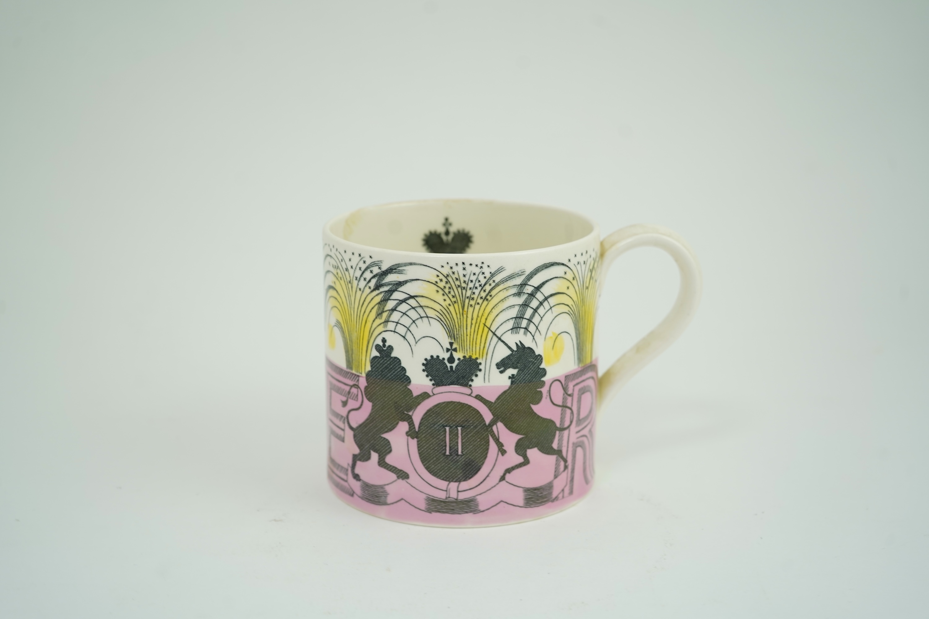 Eric Ravilious (1903-1942) for Wedgwood: A 1953 Queen Elizabeth II Coronation commemorative mug